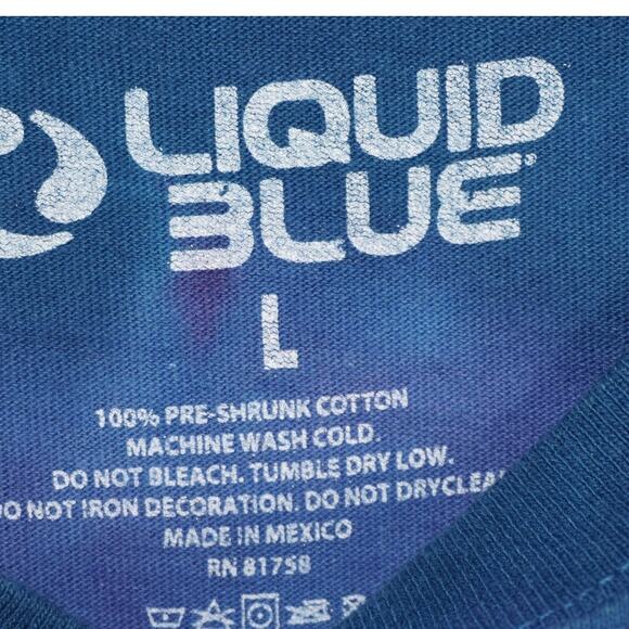 Vintage 2005 Pink Floyd Liquid Blue Tie Dye Eye Galaxy Band T-Shirt Sz L Rare - Picture 2 of 3